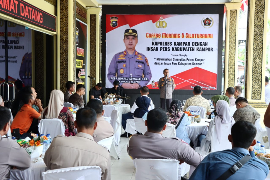 Kapolres Kampar Gelar Coffee Morning dan Silaturahmi Bersama Wartawan